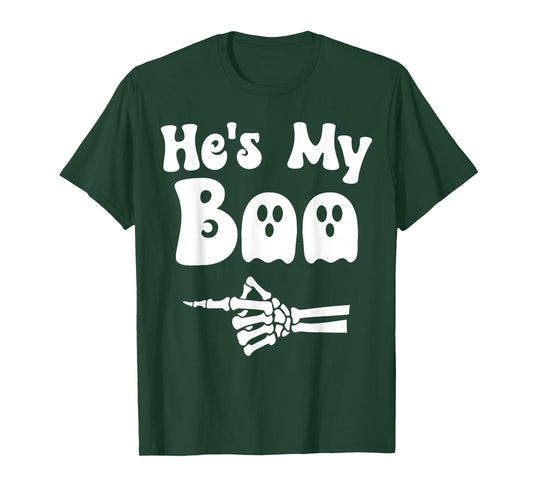 He's My Boo Matching Couple Halloween Couples She's My Boo T-Shirt