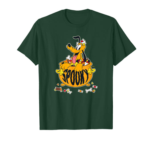 Disney Pluto Happy Halloween Spooky Cauldron with Candy T-Shirt