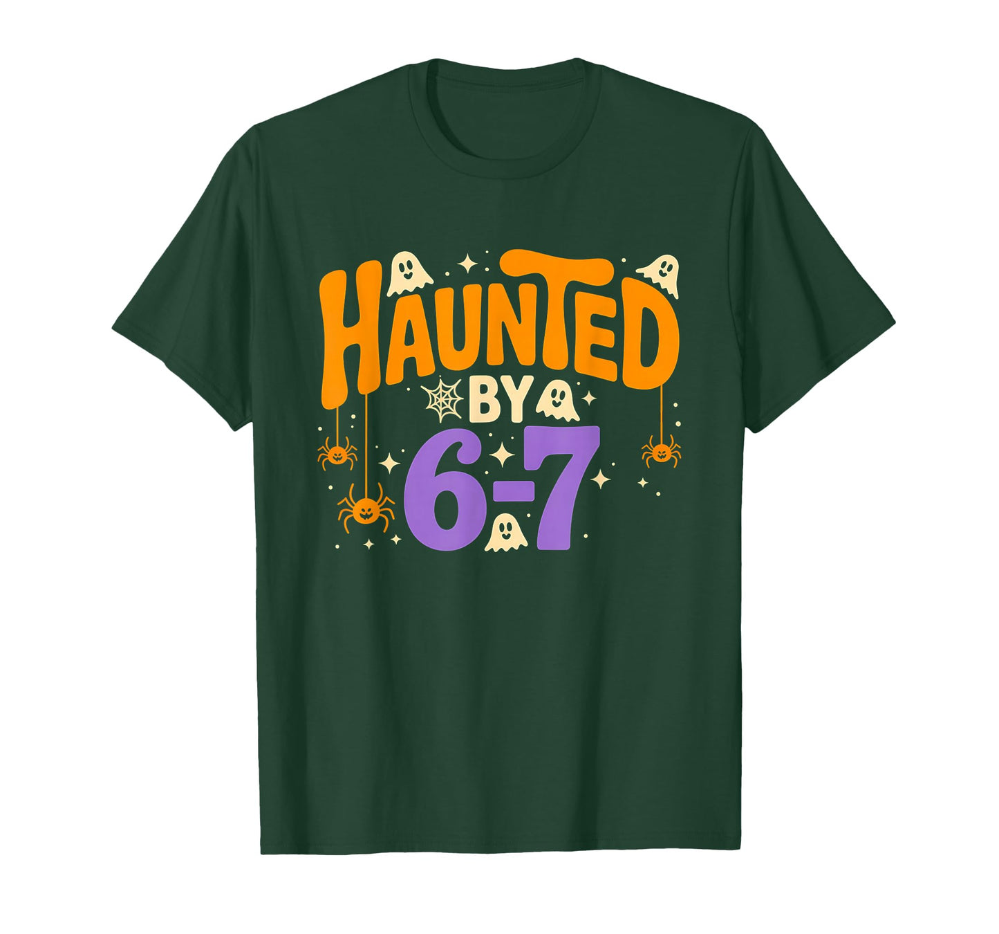 Haunted by 6-7 Halloween Ghosts and Spiders Design T-Shirt