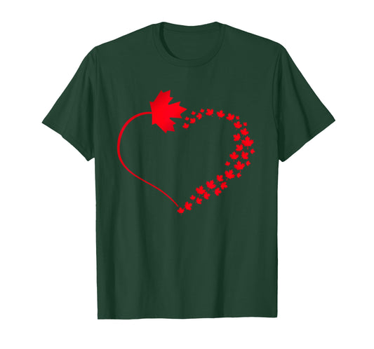 Maple Leaf Heart Canada Pride Vacation Travel Canadian Gift T-Shirt