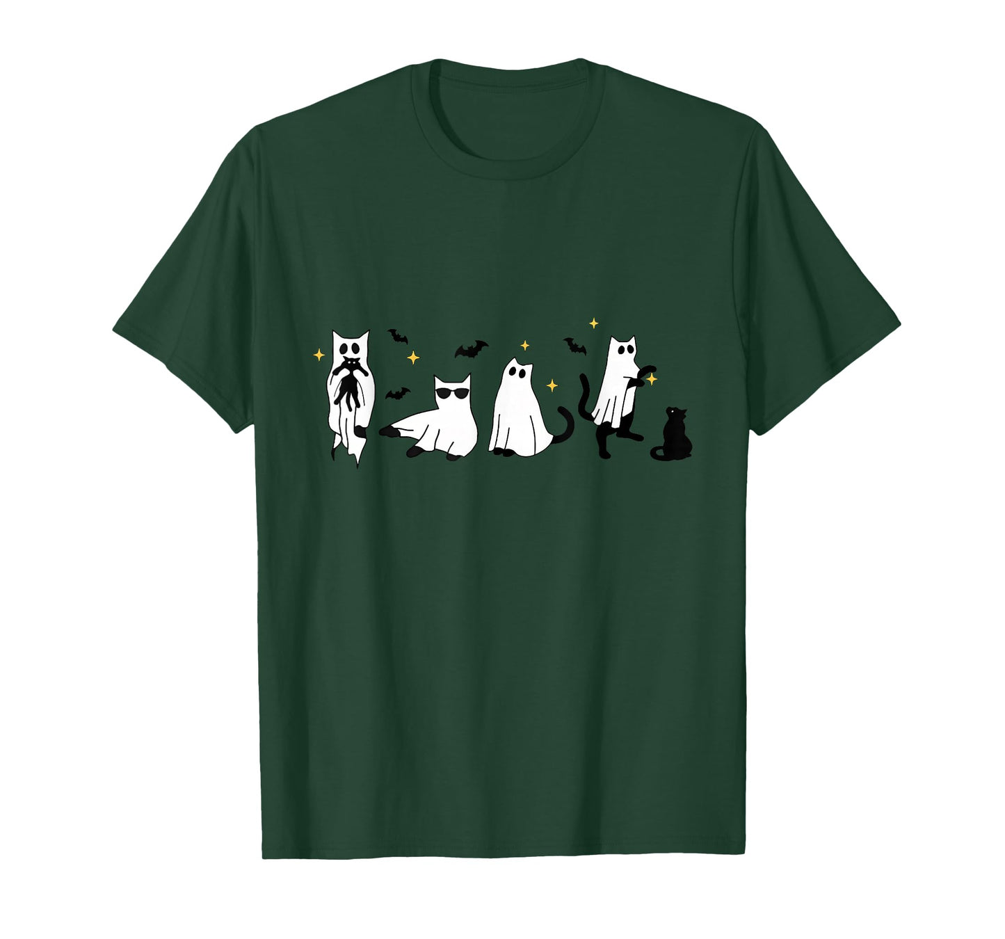 Ghost Holding Black Cat Funny Halloween Cat Lovers Women T-Shirt