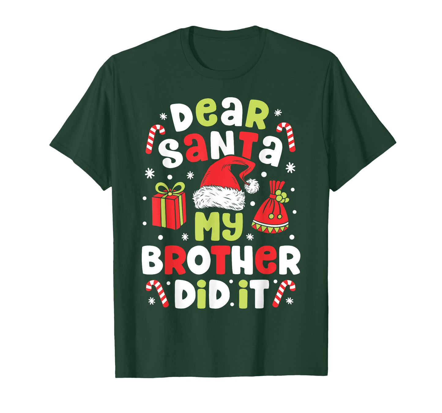 Dear Santa My Brother Did It Funny Christmas Girls Kids Boys T-Shirt