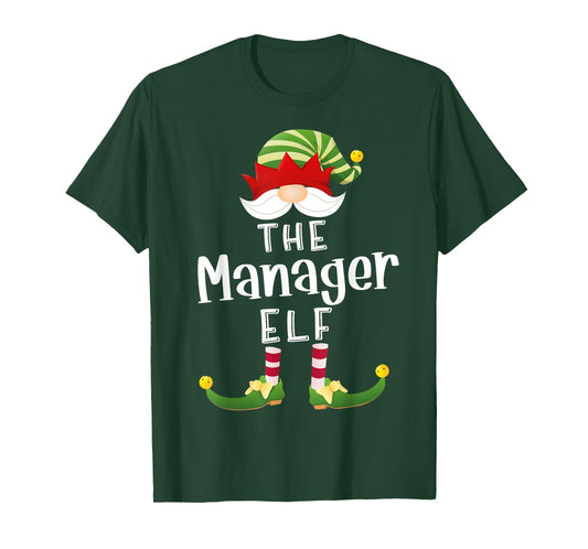 Manager Elf Group Christmas Funny Pajama Party T-Shirt