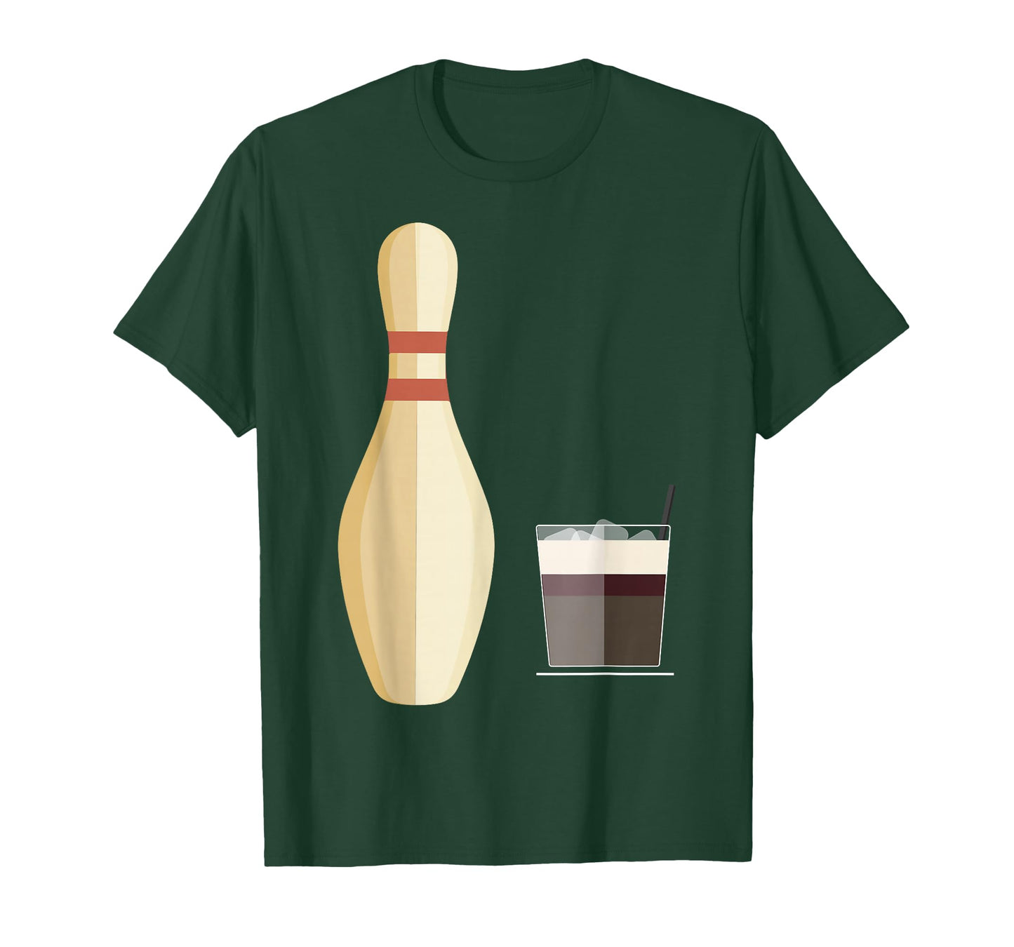 The Big Lebowski Bowling Pin Glass of Whiskey Graphic Tee T-Shirt