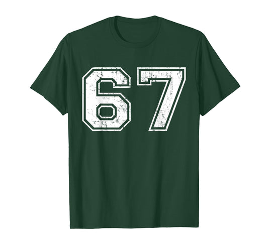 Number 67 Distressed Vintage Sixty Seven Sport Team Practice T-Shirt