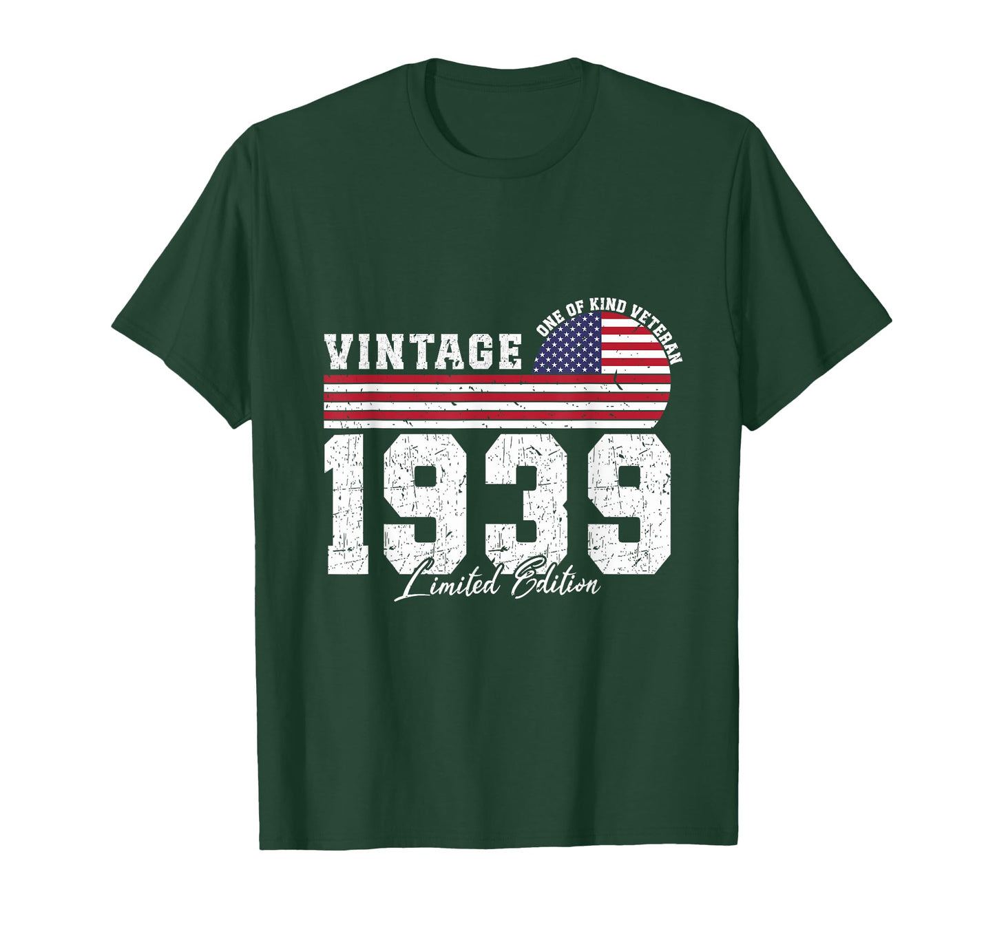 Vintage 1939 Birthday American Flag Patriotic Veterans Day T-Shirt
