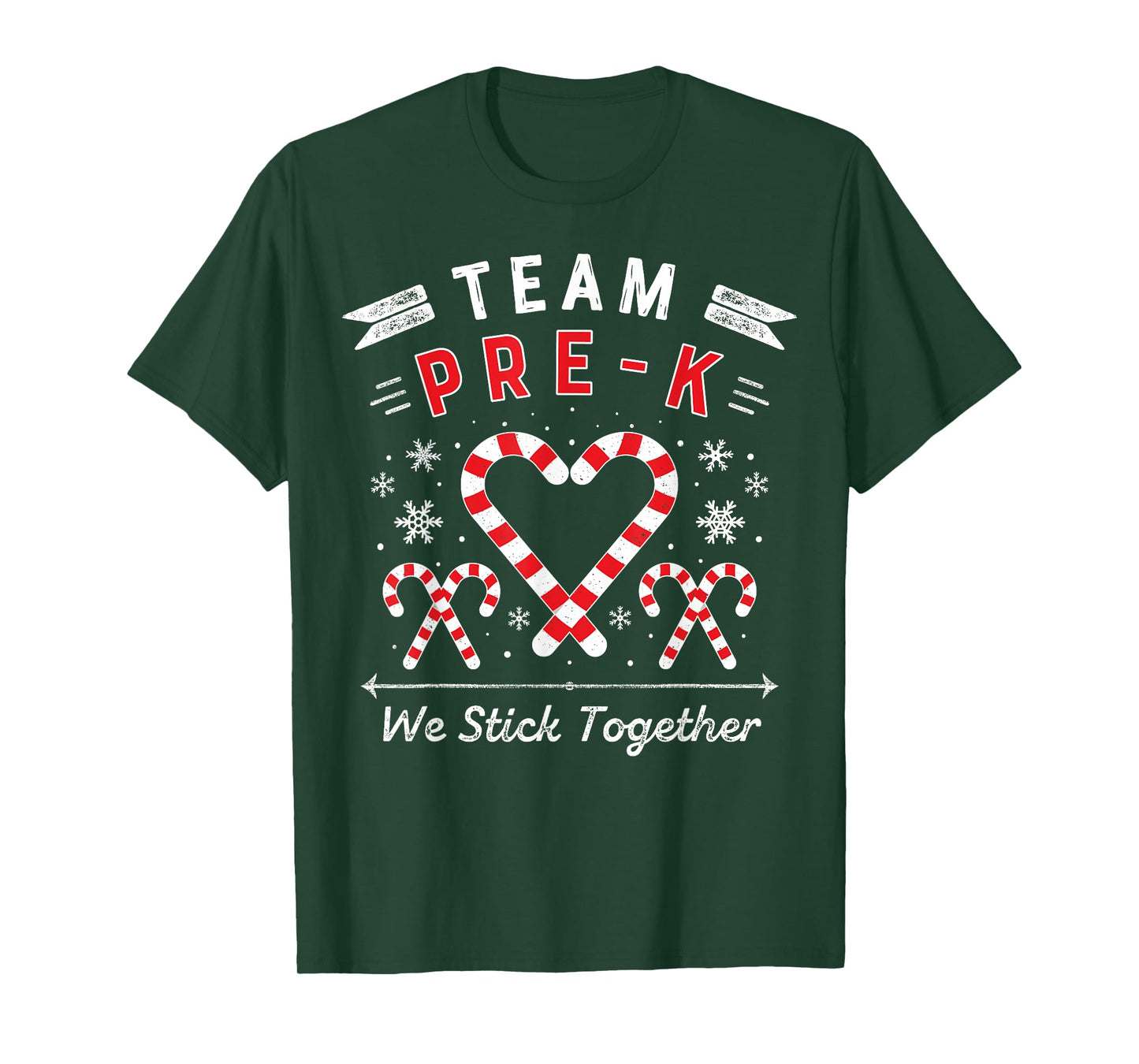 Team Pre-K Christmas Candy Cane Heart Preschool PreK Teacher T-Shirt for Men Women Kids