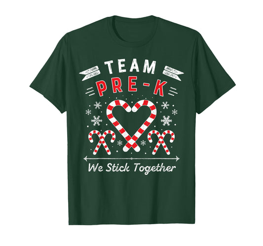 Team Pre-K Christmas Candy Cane Heart Preschool PreK Teacher T-Shirt for Men Women Kids