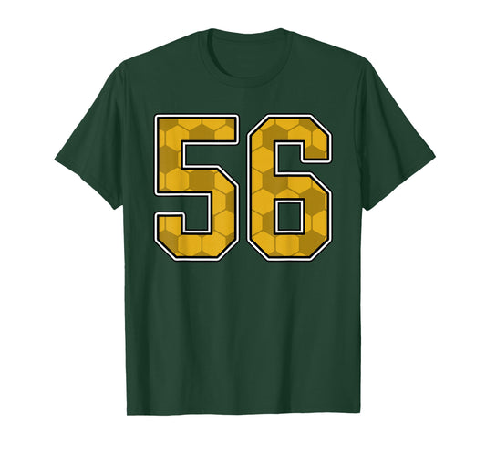 Gold Soccer Pattern Number 56 Jersey Player Uniform #56 T-Shirt
