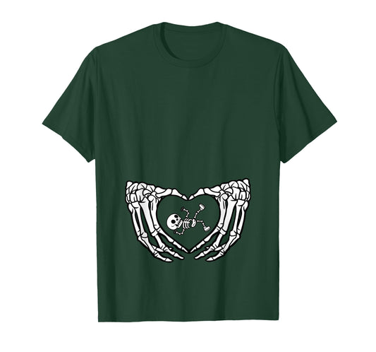 Happy Halloween Pregnant Baby Skeleton Spooky Season New Mom T-Shirt