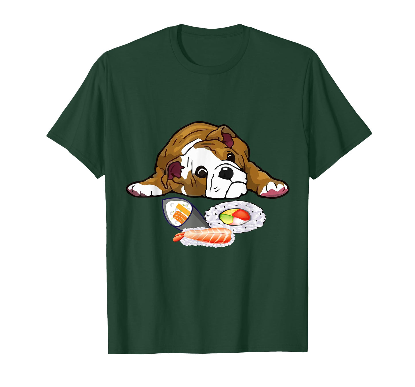 Funny Kawaii Sushi English Bulldog T-Shirt