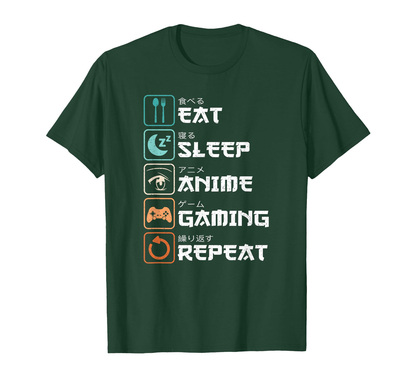 Eat Sleep Anime Gaming Repeat Manga Funny Gamer Men Boys T-Shirt