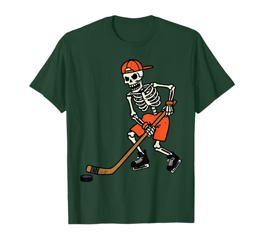 Halloween Skeleton Ice Hockey Costume Men Boys Kids Teens T-Shirt