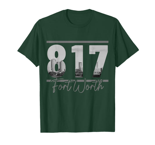 Fort Worth 817 Area Code Skyline Texas Pride Vintage T-Shirt