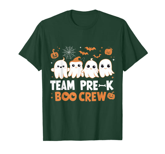 Cute Ghosts Pre-K Boo Crew Teachers Halloween Party Team T-Shirt for Men Women Kids