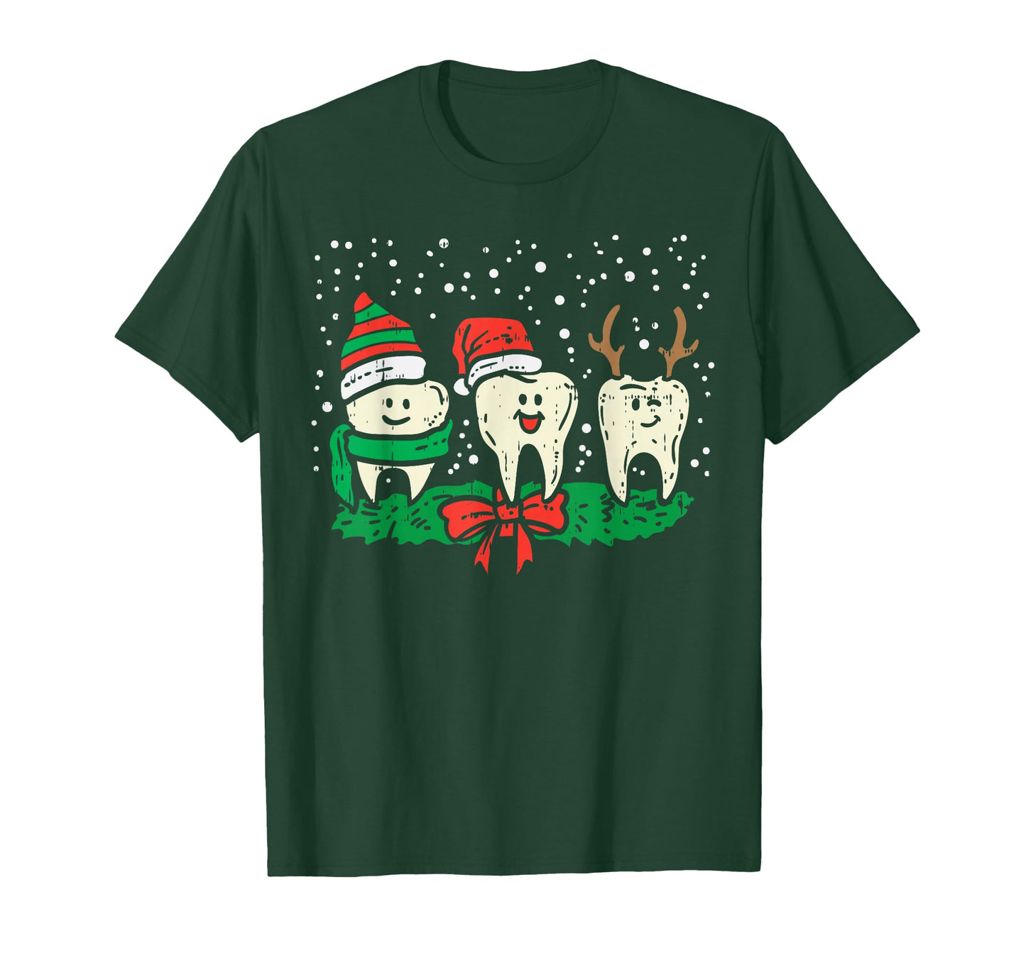 Dental Cute Christmas Teeth Reindeer Santa Snow Dentist Gift T-Shirt