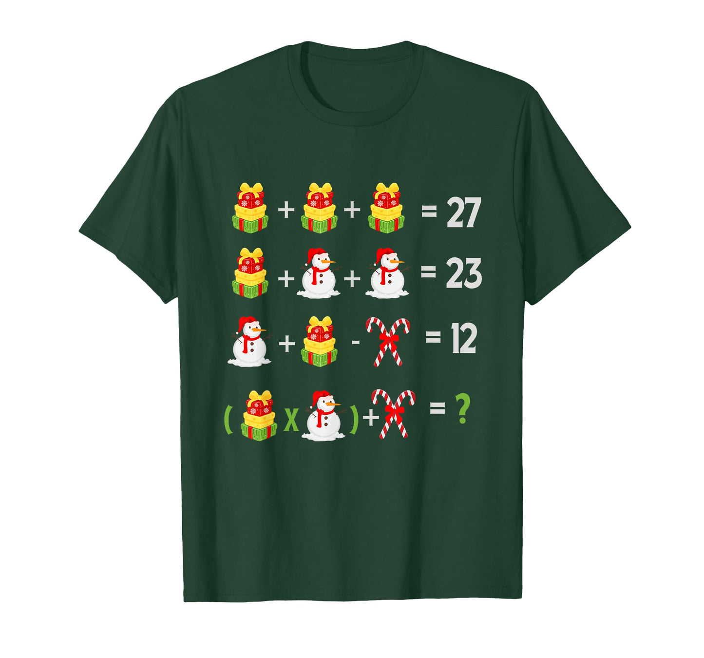 Christmas 67 Funny Teacher Math Snowman and Red Candy T-Shirt