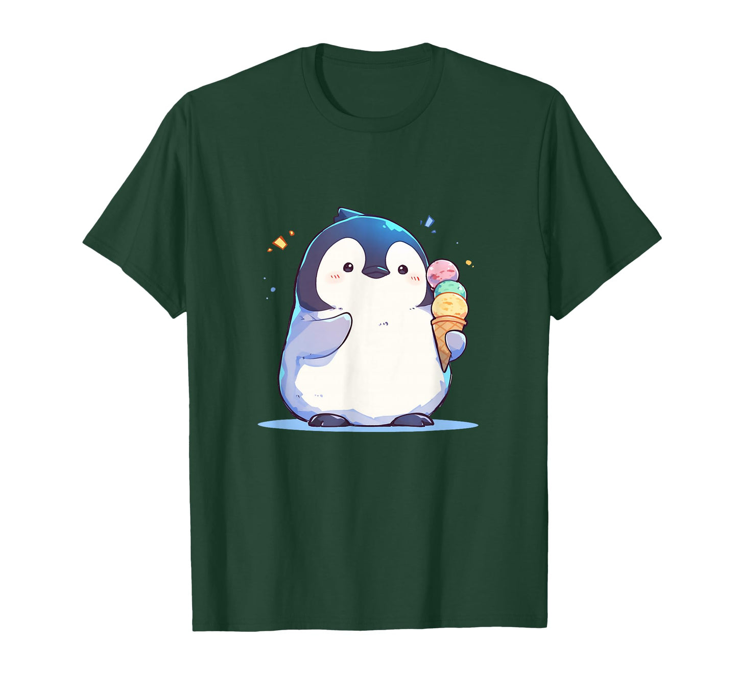 Penguin Eating Ice Cream - Penguin Kawaii T-Shirt