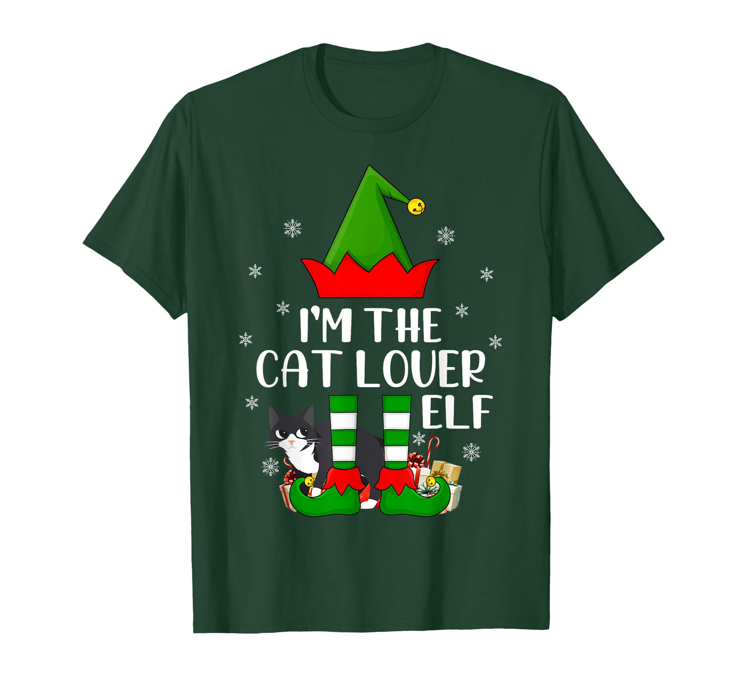 Matching Family I'm The Cat Lover Elf Christmas T-Shirt for Men Women Kids