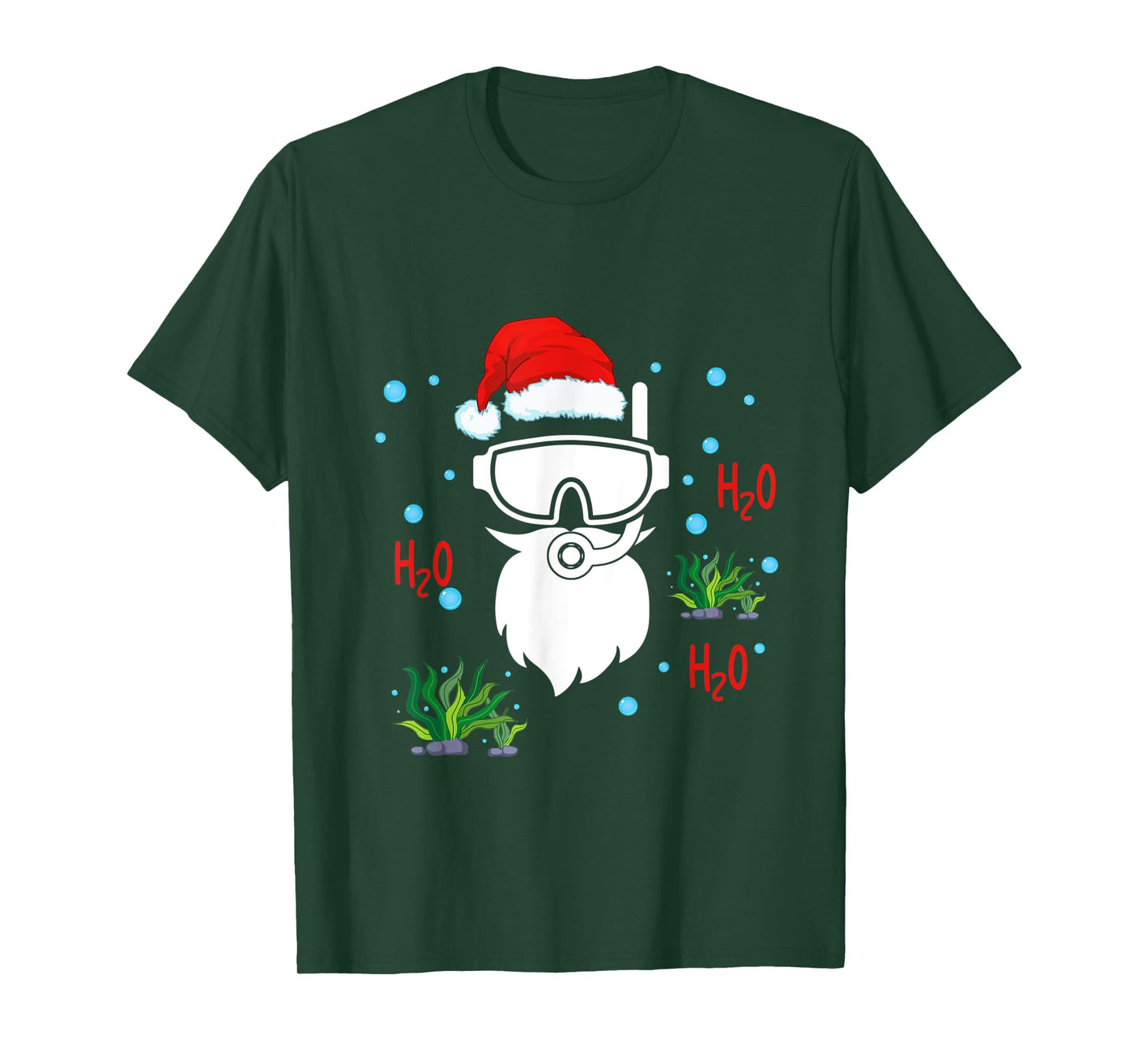 Christmas Diving Santa Face Funny Scuba Diver Dving Lover T-Shirt