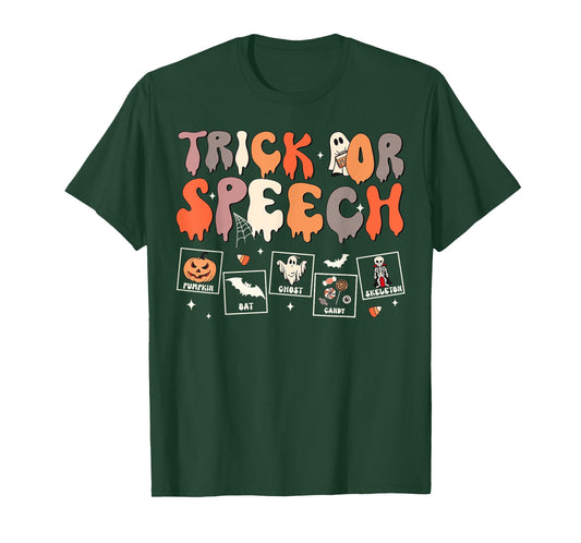 Retro Trick Or Speech SLP Speech Therapy Halloween Costume T-Shirt