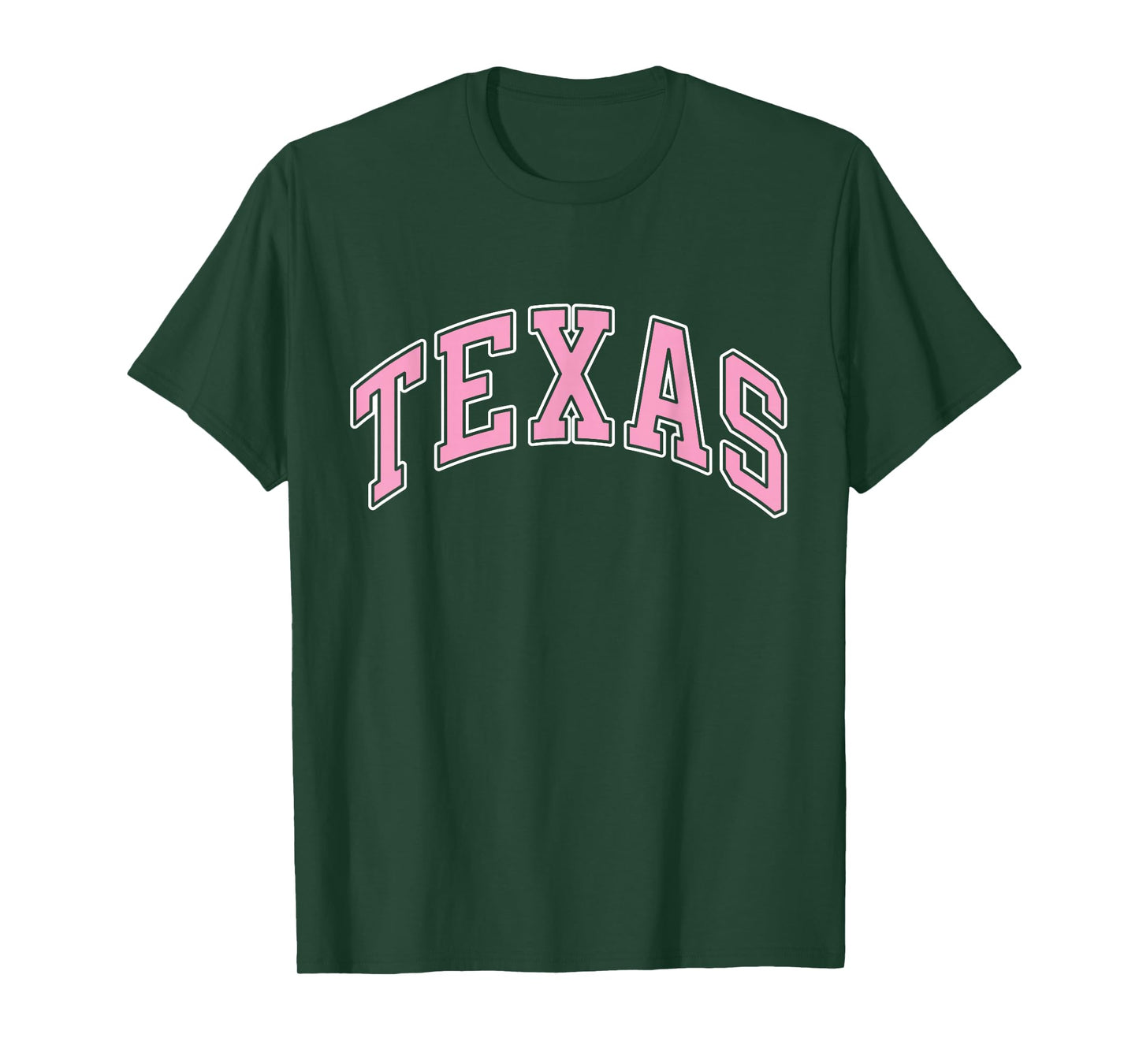Texas Varsity Style Pink Text T-Shirt
