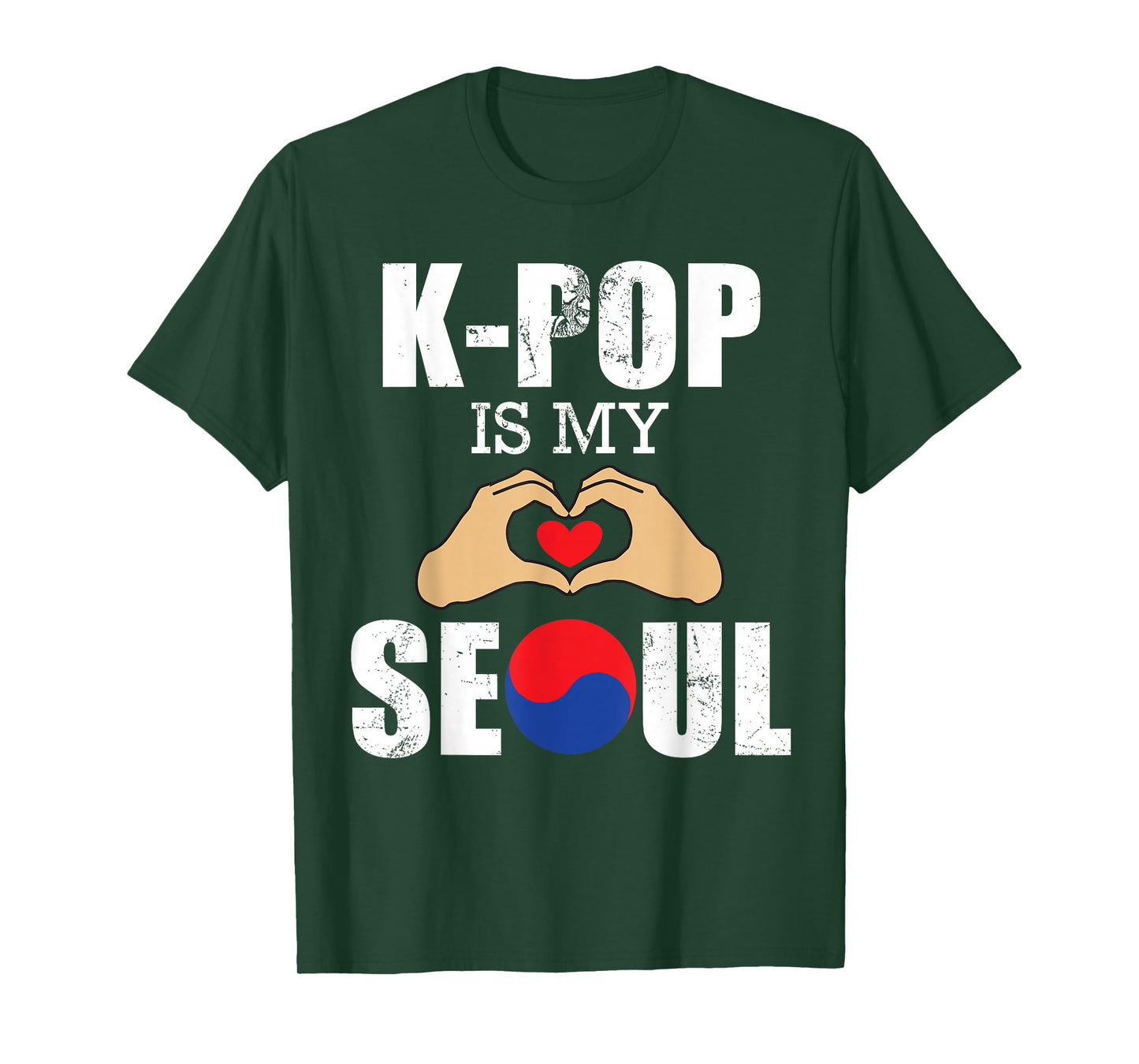 K-Pop is My Seoul Funny Pun Korean Flag & Love Hand Sign T-Shirt