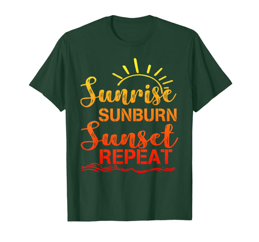 Sunrise Sunburn Sunset Repeat Retro Summer Men Women Girls Kids T-Shirt