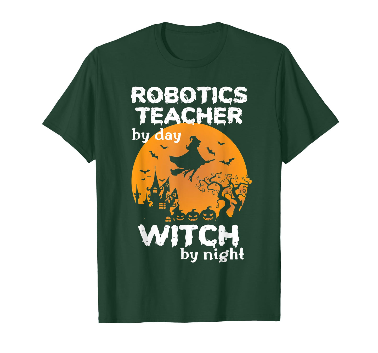 Funny Witch Pumpkin Robotics Teacher Halloween Costume T-Shirt