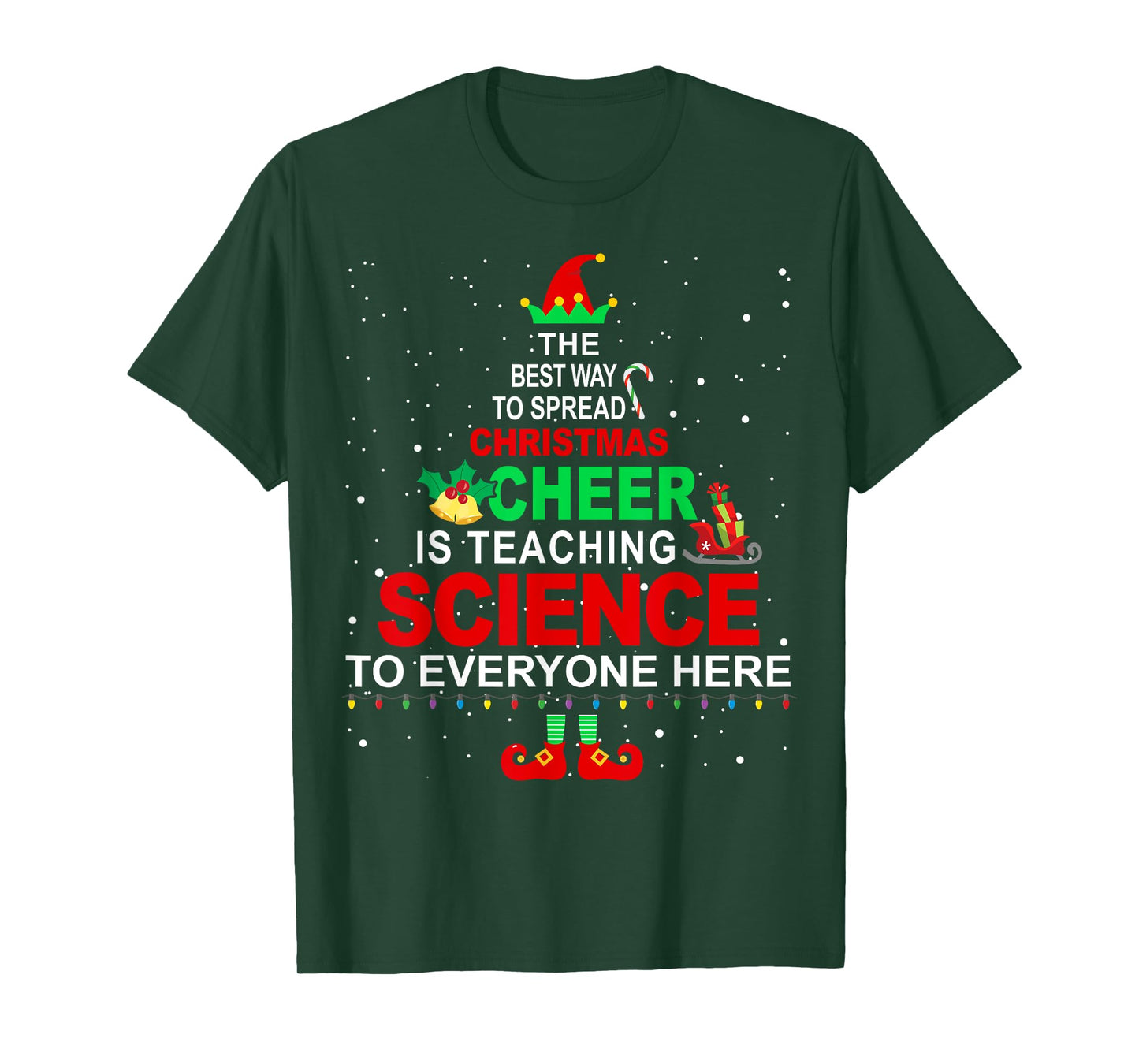 Science Teacher Christmas Shirt - Elf Christmas Cheer T-Shirt for Men Women