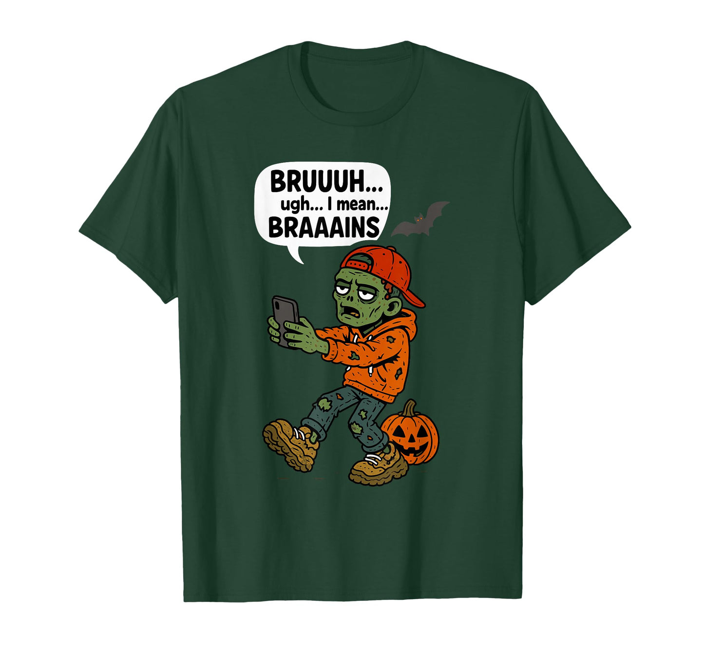 Zombie Bruh Pumpkin Men Women Kids Teens Funny Halloween T-Shirt