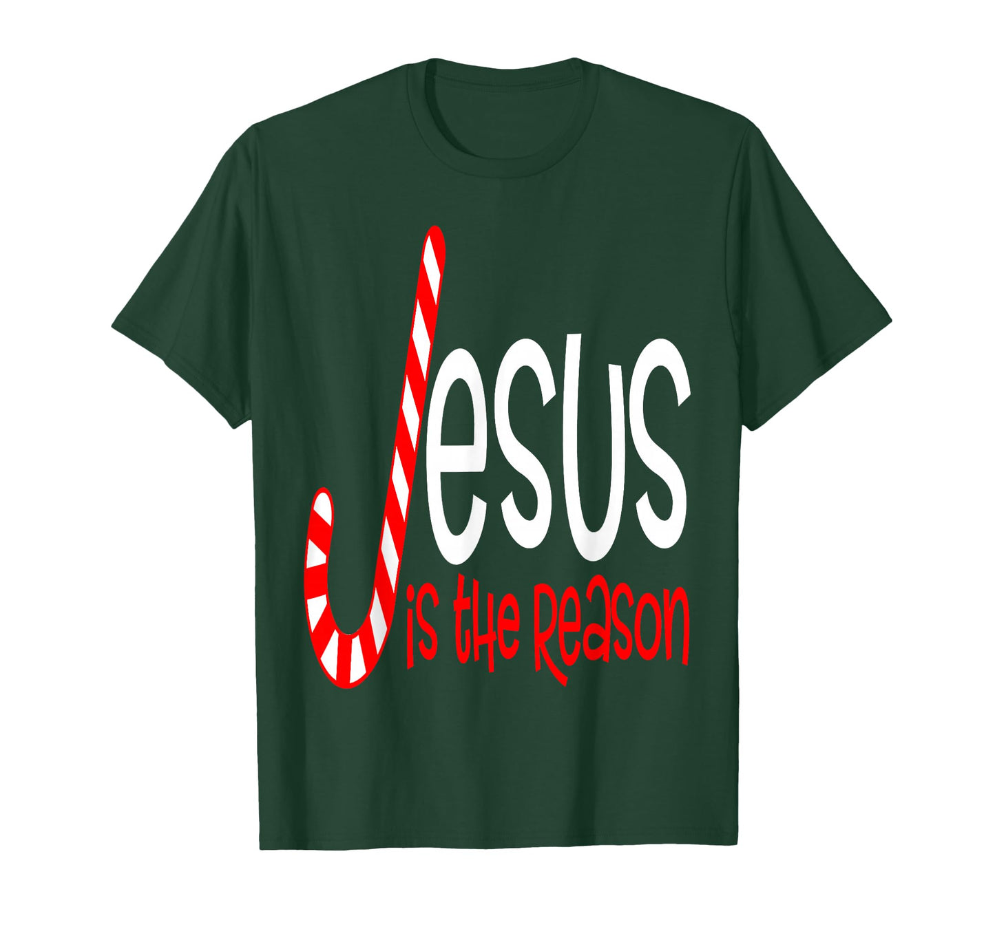 Jesus Is The Reason Christian Religious Christmas Candy Cane T-Shirt