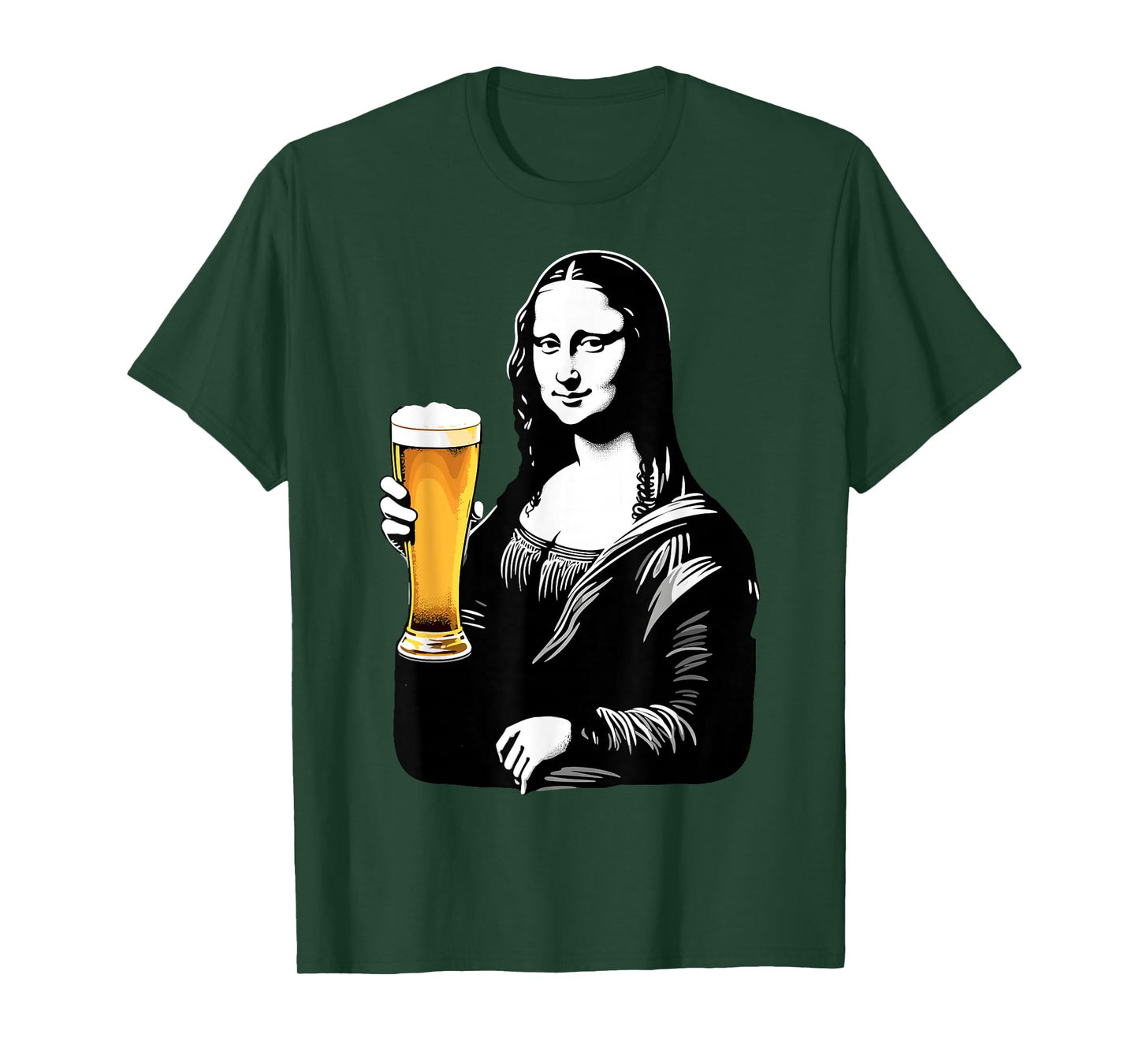 Mona Lisa Drinking Beer Party Joke Beer & Art Lover Humor T-Shirt