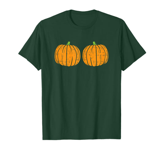 Sexy Naughty Halloween Shirt For Women Pumpkin Bra Boobs T-Shirt