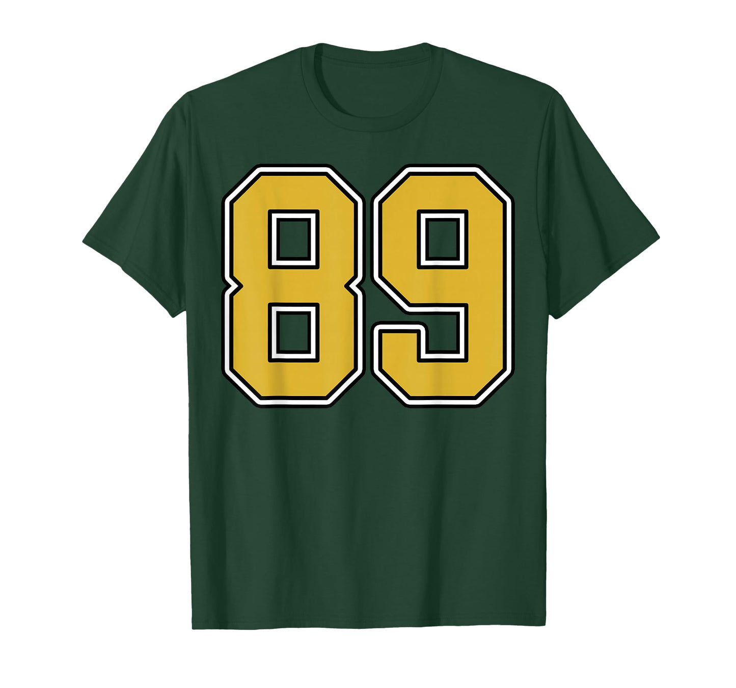 Old Gold Black White Sports Number 89 Jersey Uniform Player T-Shirt