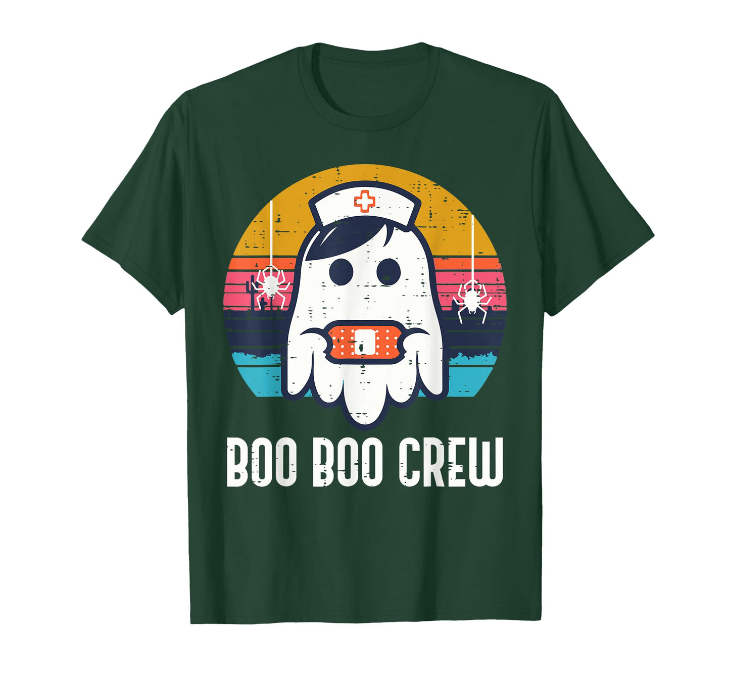 Halloween Nurse Ghost Boo Boo Costume Scrub Top Crew Women T-Shirt