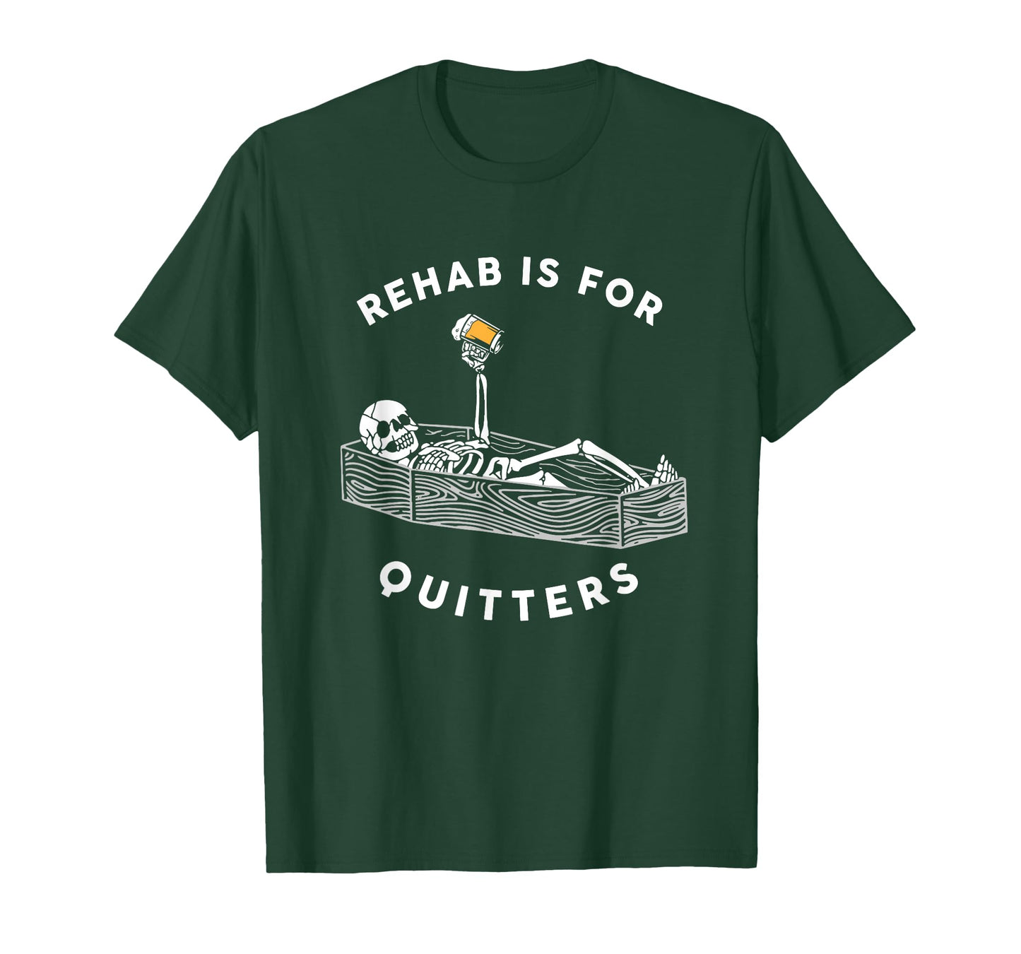 Rehab Is For Quitters Funny Halloween Skeleton Drinking Beer T-Shirt