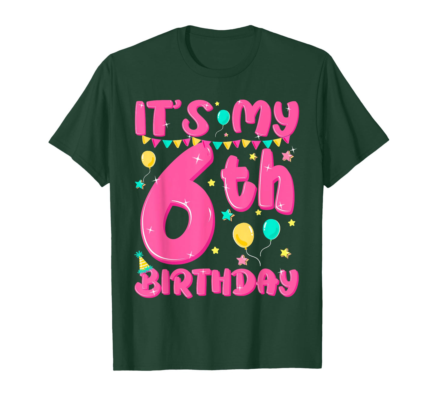 Cute It's My 6th Birthday 6 Six Year Old Kid Girl Pink Party T-Shirt