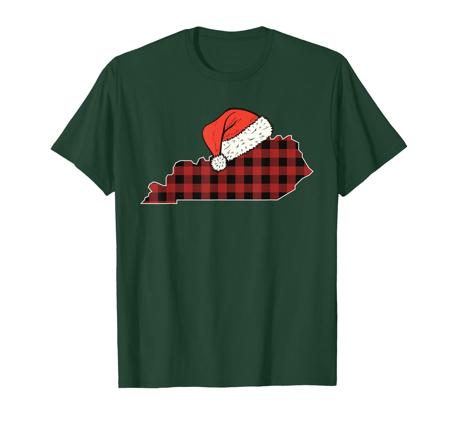 Kentucky Plaid Christmas Santa Hat Holiday Matching Design T-Shirt