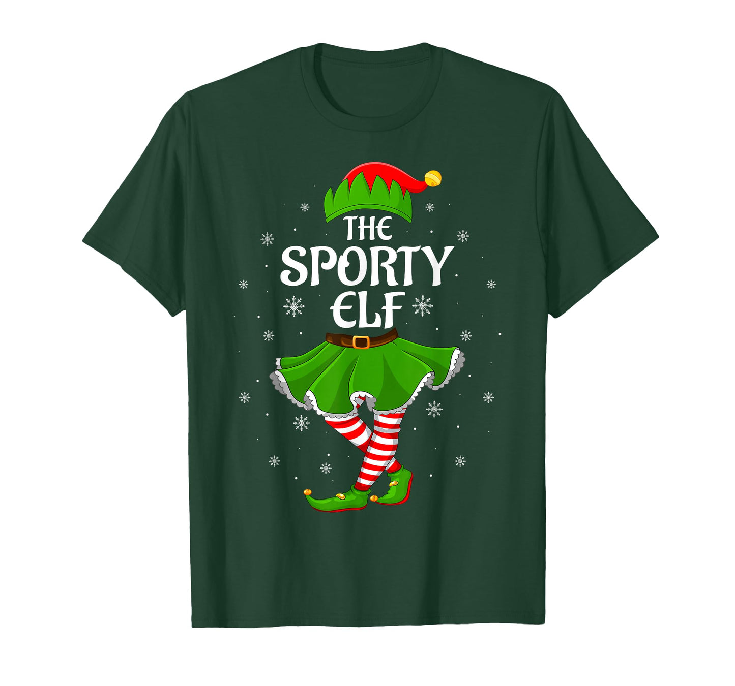 Sporty Elf Christmas Family Girls Women Elf Squad Xmas T-Shirt