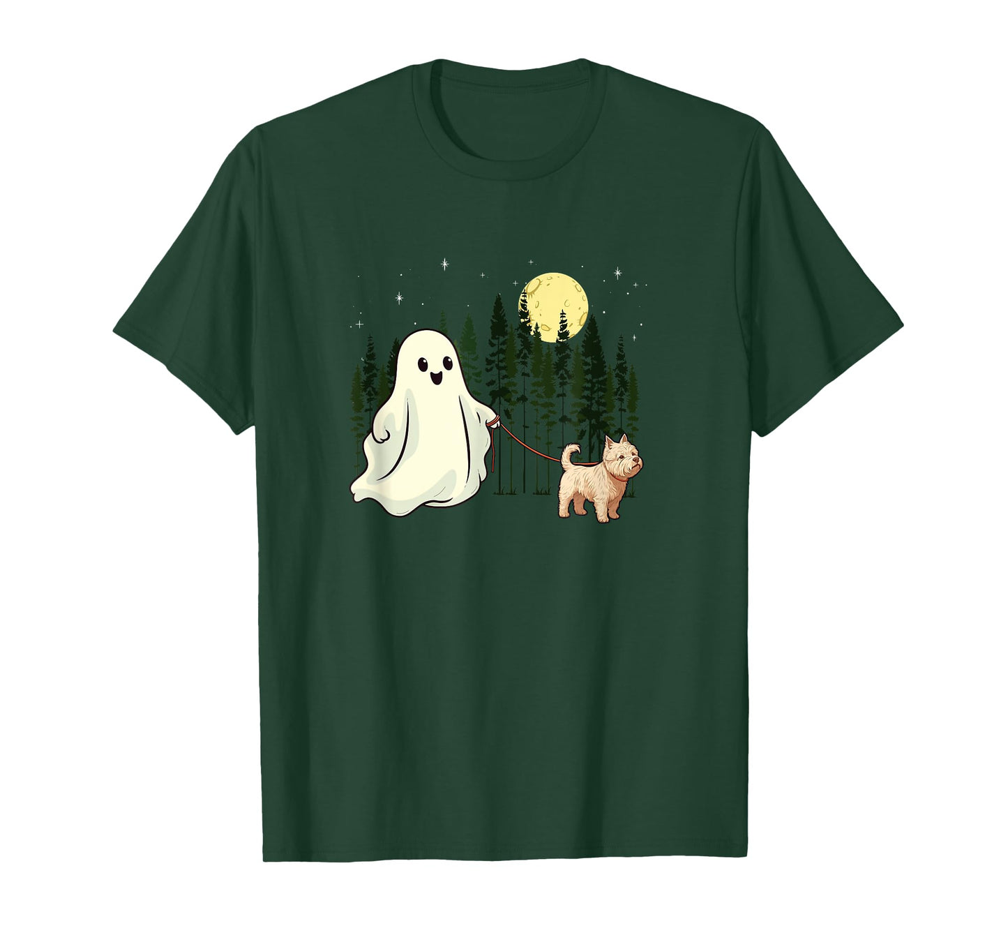 West Highland White Terrier Westie Walking Ghost Halloween T-Shirt