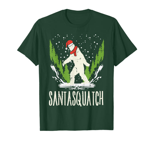 Bigfoot Sasquatch Santa Squatch Christmas Xmas Pajama PJ T-Shirt