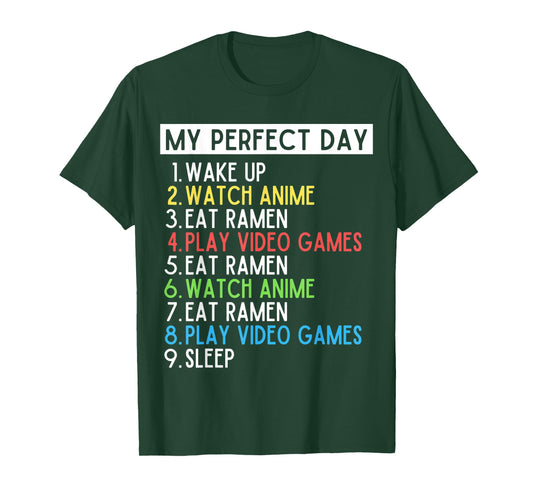 Perfect Day Anime Gaming Ramen Lover Funny Eat Sleep Repeat T-Shirt