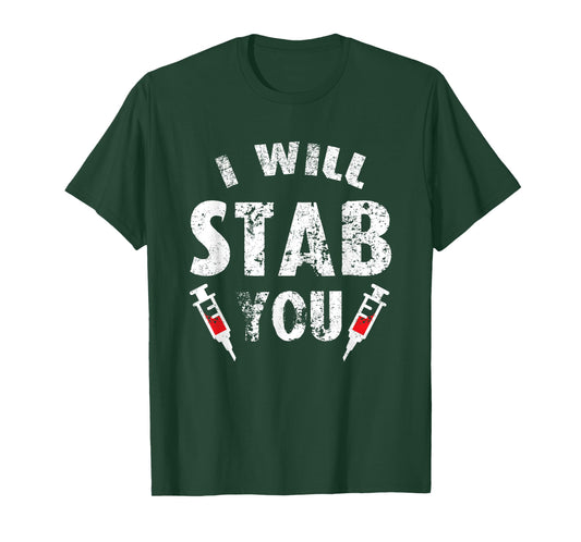 Funny Halloween Nurse Gift I Will Stab You Ghost T-Shirt