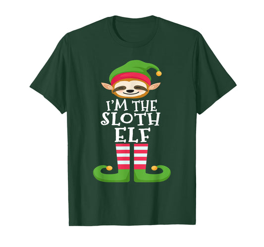 Sloth Elf Animal Lover's Family Matching Christmas Pajama T-Shirt