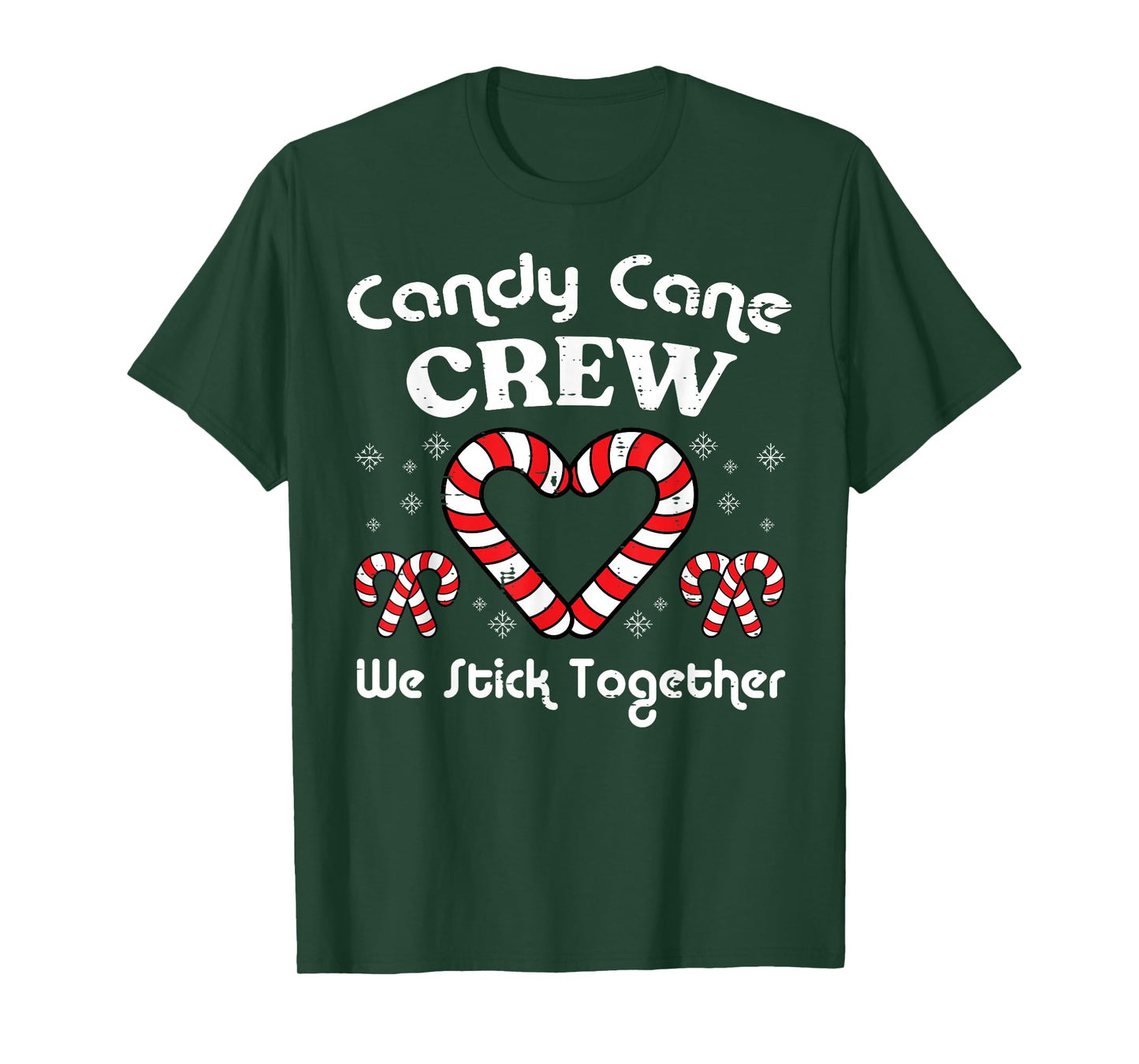Christmas Candy Cane Crew Stick Together Xmas Women Men Kids T-Shirt