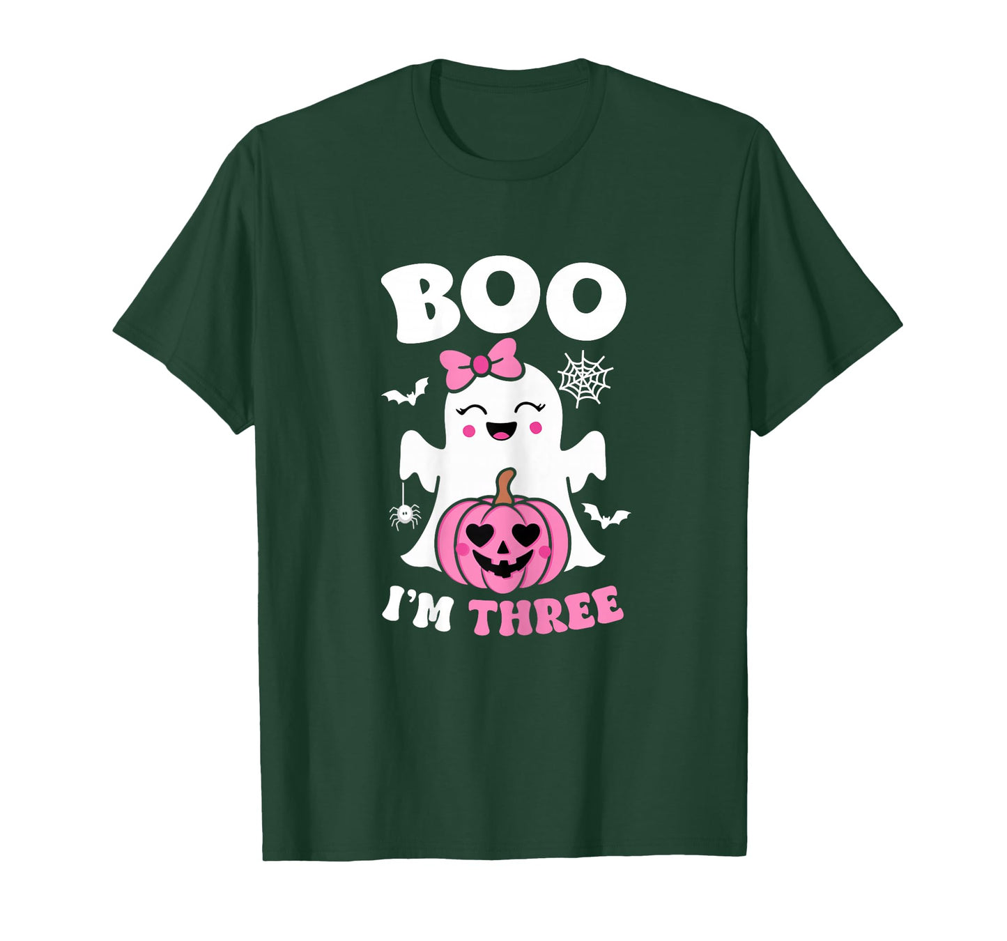 Ghost Boo I'm Three Year 3rd Birthday Girls Halloween Groovy T-Shirt