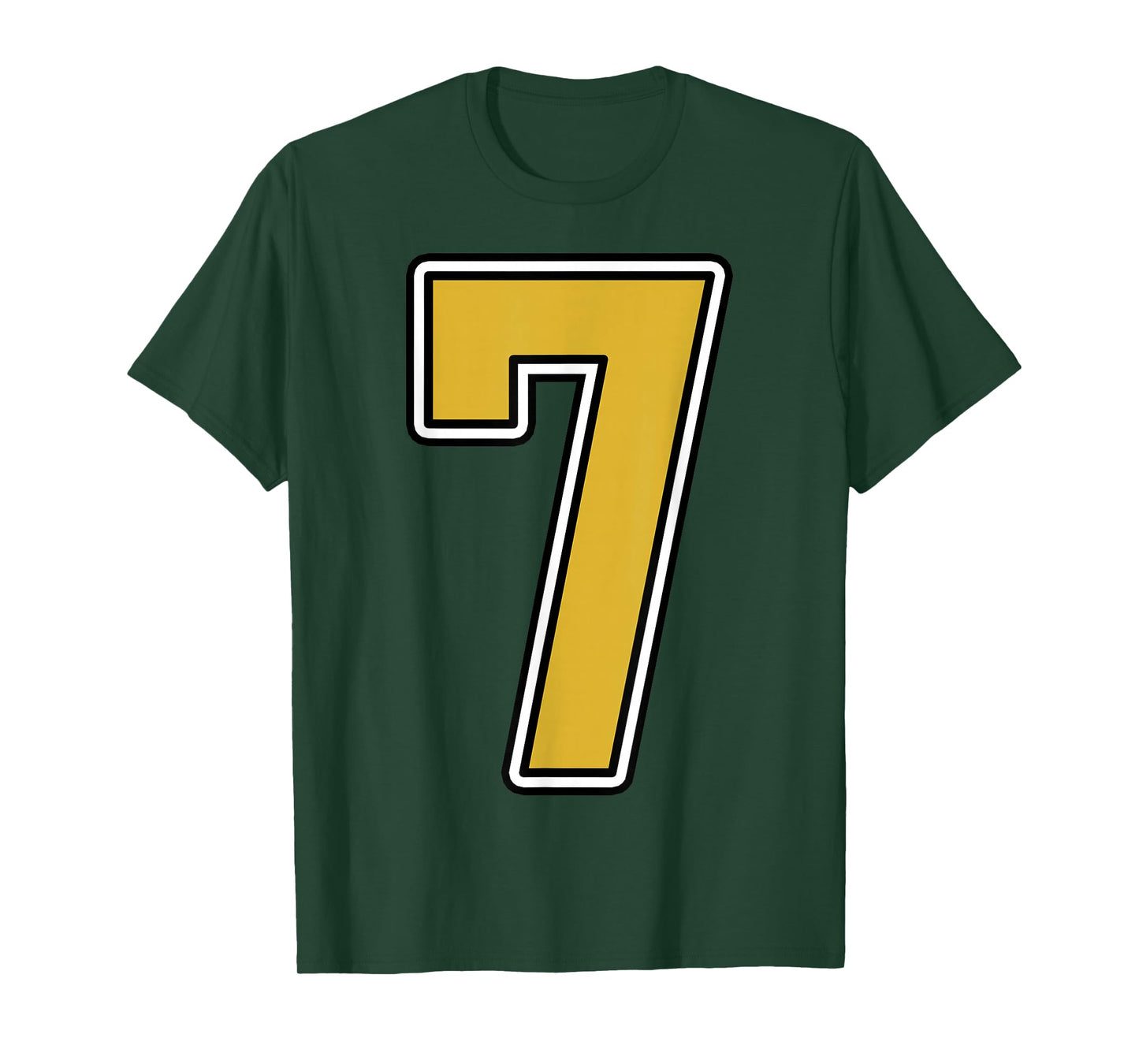 Old Gold Black White Sports Number 7 Jersey Uniform Player T-Shirt