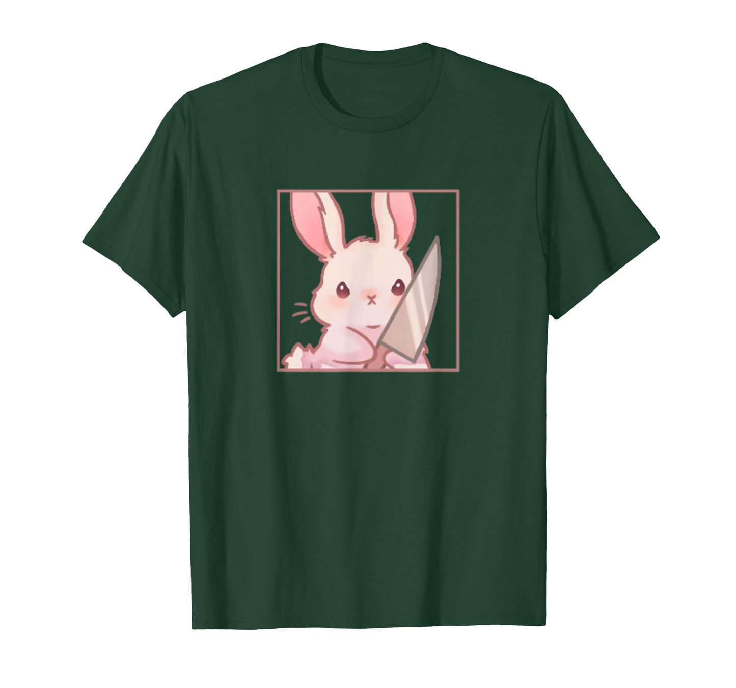 Cute Kawaii Cartoon Coquette Emote Angry Rabbit Bunny Knife T-Shirt