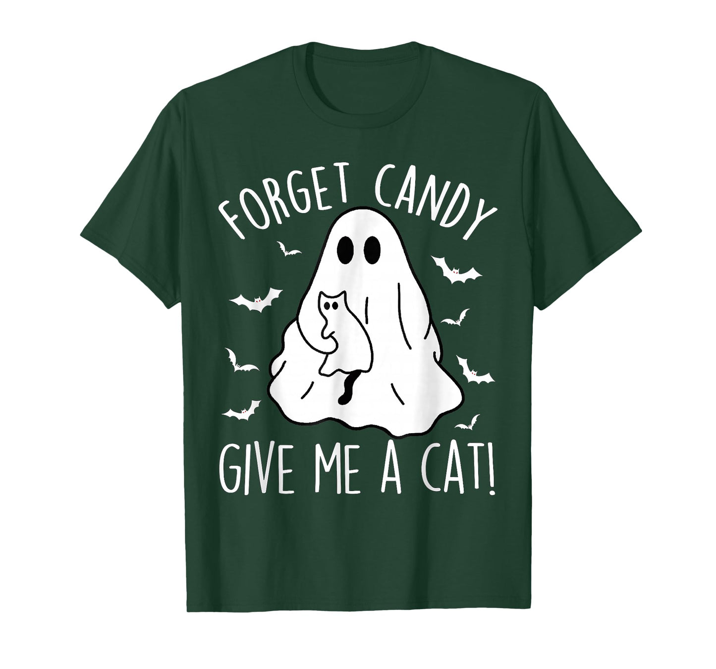 Boo Ghost Black Cat Forget Candy Give Me Cat Halloween T-Shirt